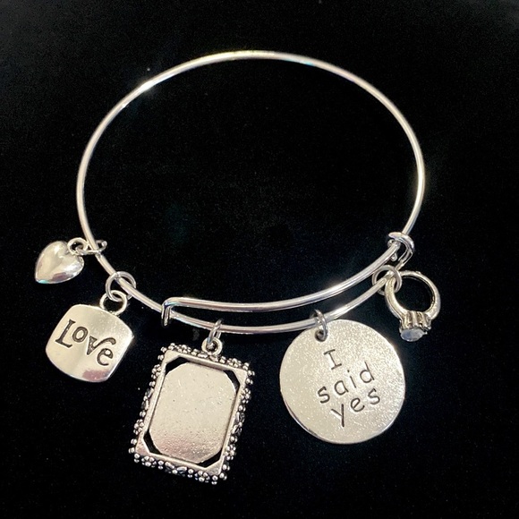 I Said Yes Engagement Charm Bracelet Photo Frame Charm - Picture 3 of 7